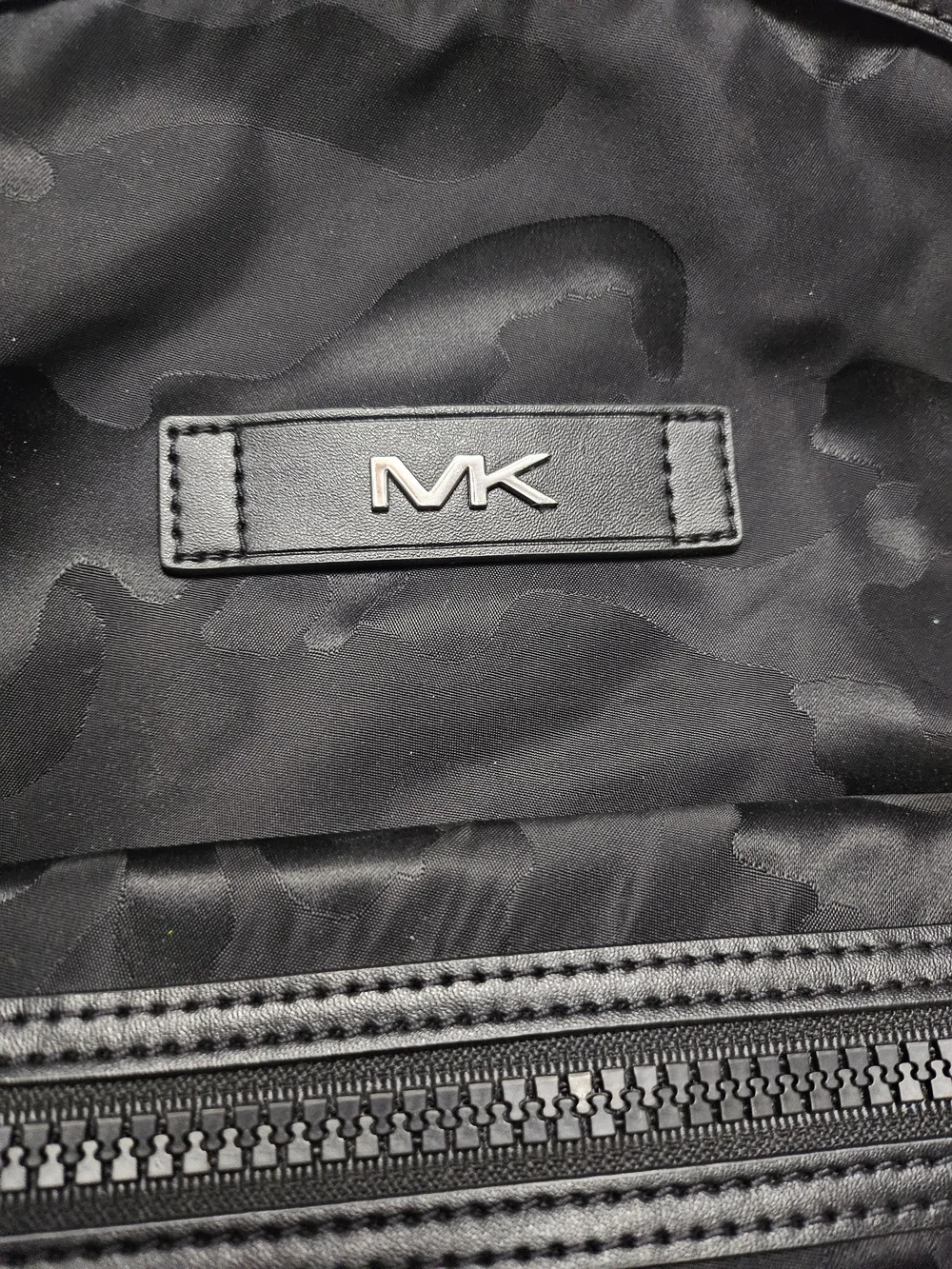 Michael Kors Kent Black Camouflage Nylon Jacquard Large Backpack in Black